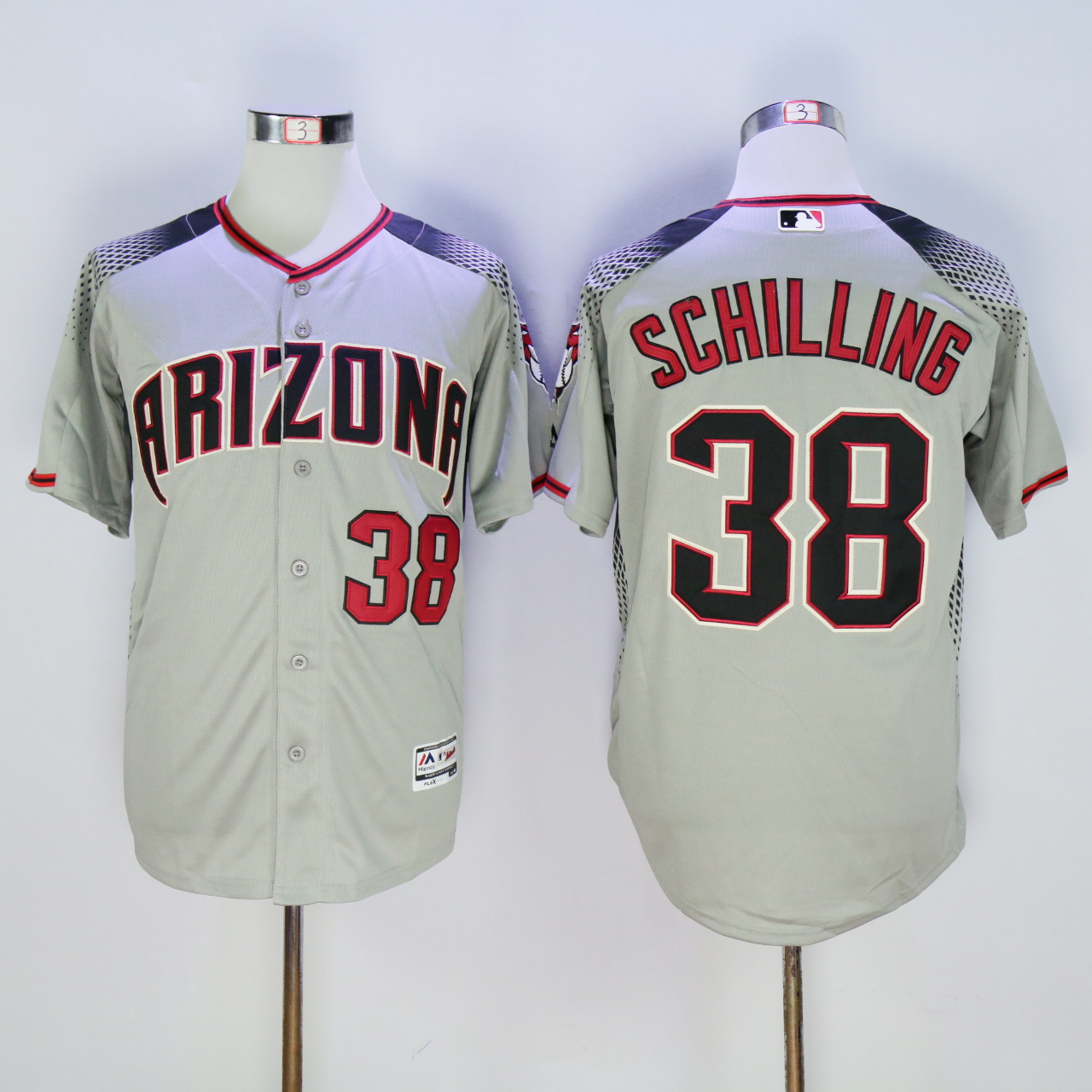 Men Arizona Diamondback 38 Schilling Grey MLB Jerseys1